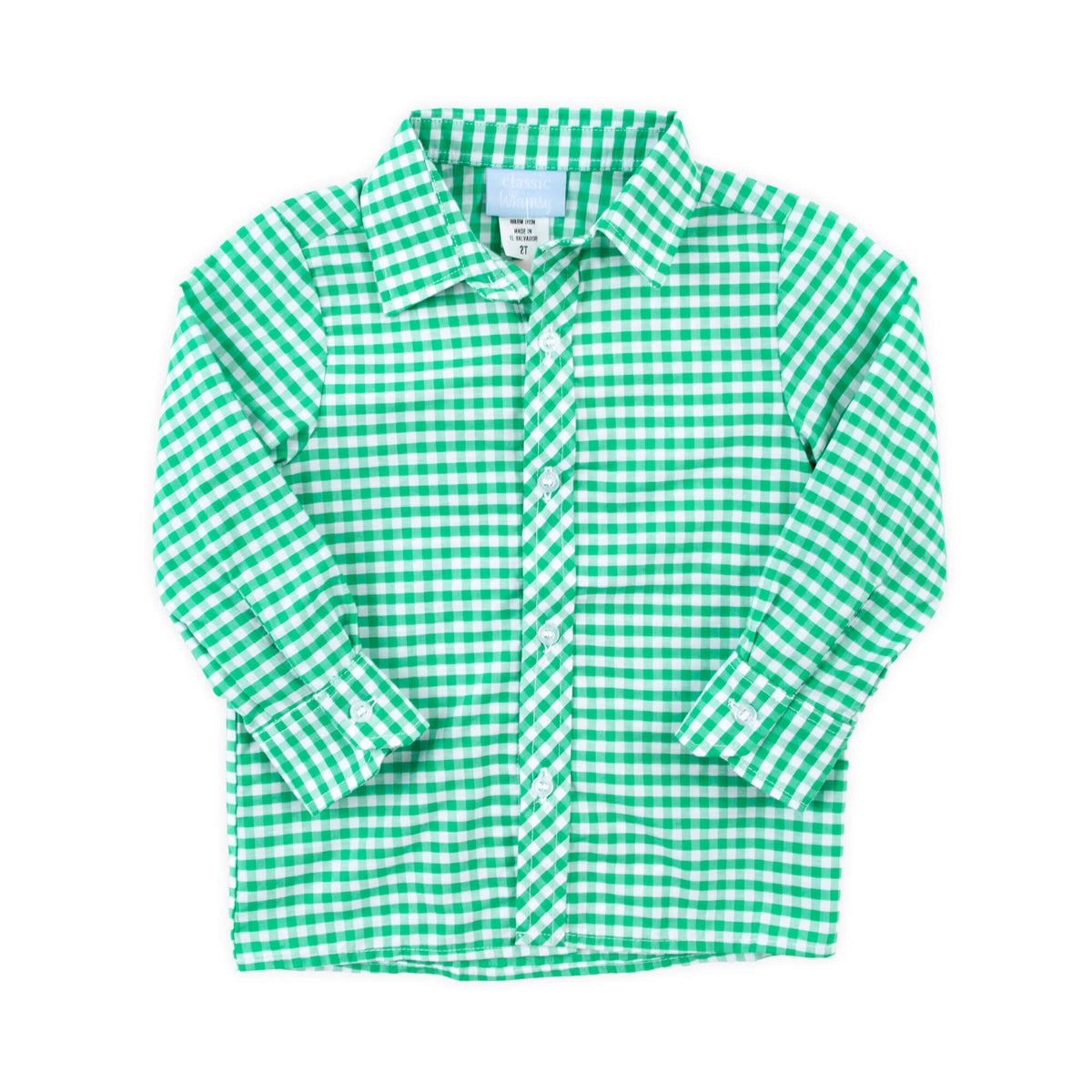 Reindeer Green Gingham Button Down Shirt