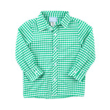 Reindeer Green Gingham Button Down Shirt