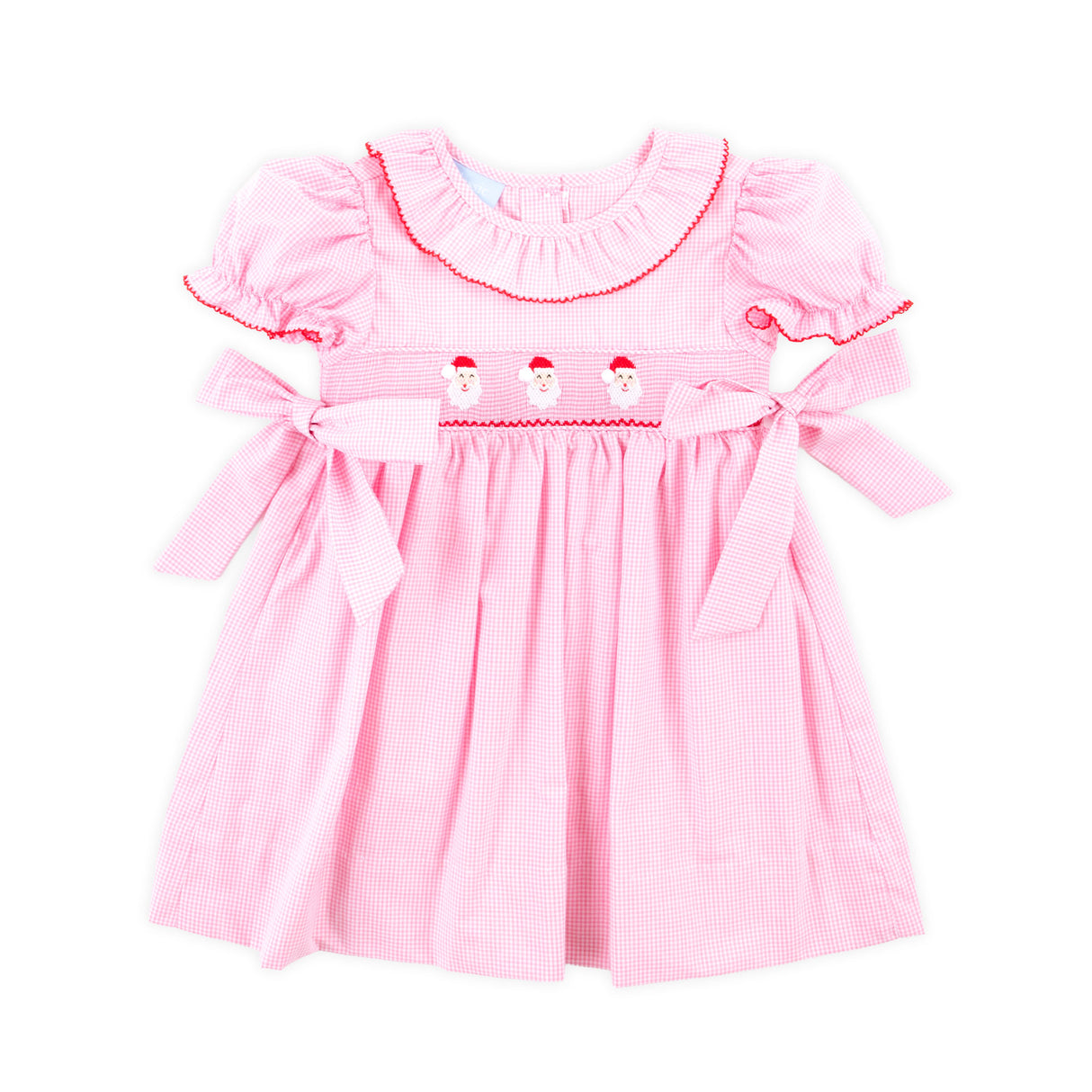 Happy Santa Smocked Pink Gingham Beverly Dress