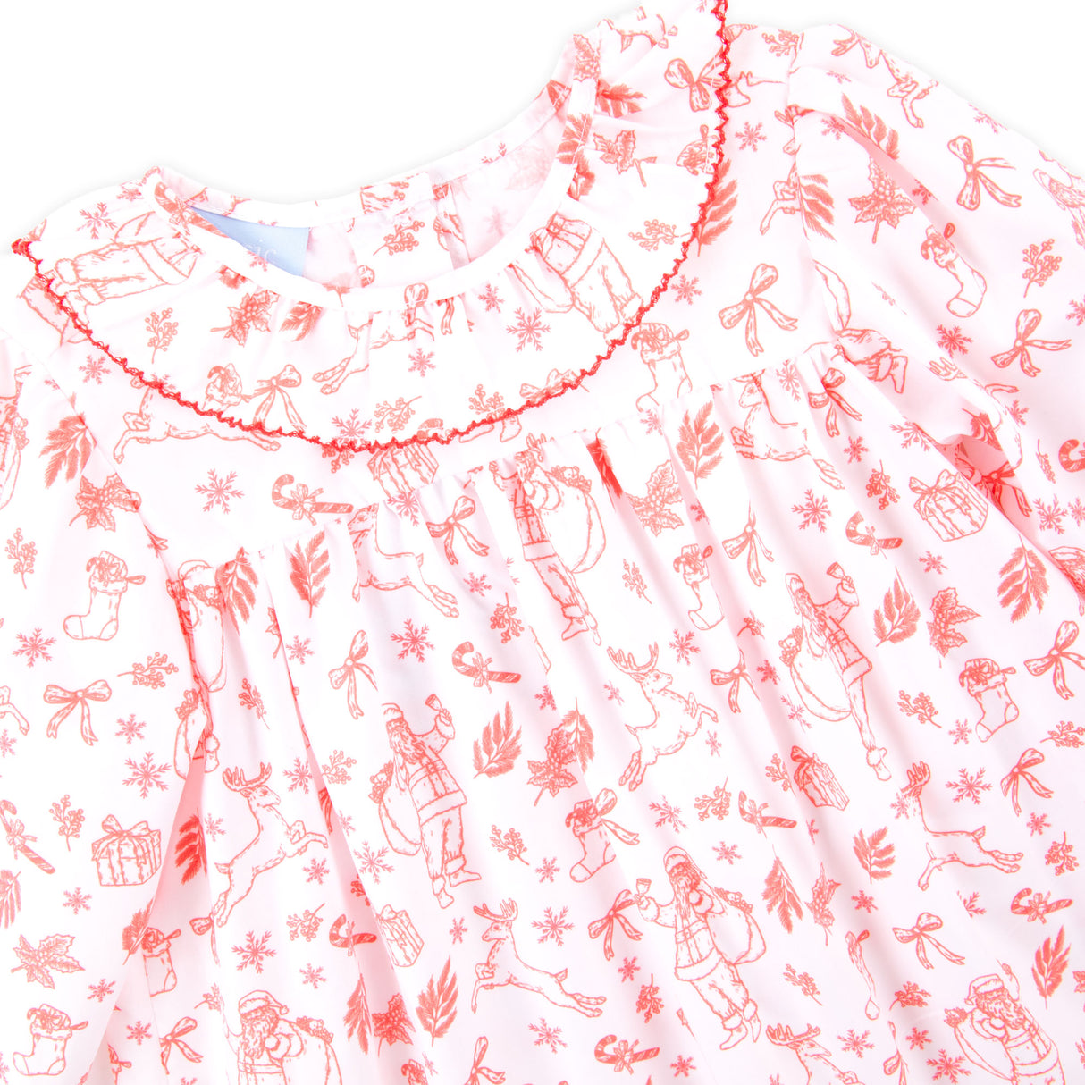 Christmas Toile Red Ruffle Collared Bubble