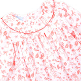Christmas Toile Red Ruffle Collared Bubble