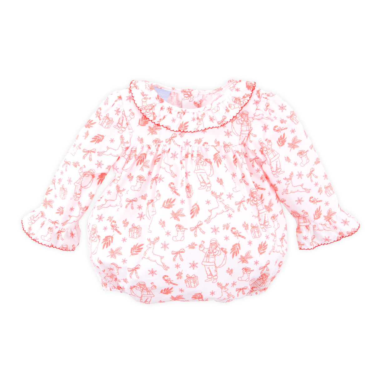 Christmas Toile Red Ruffle Collared Bubble