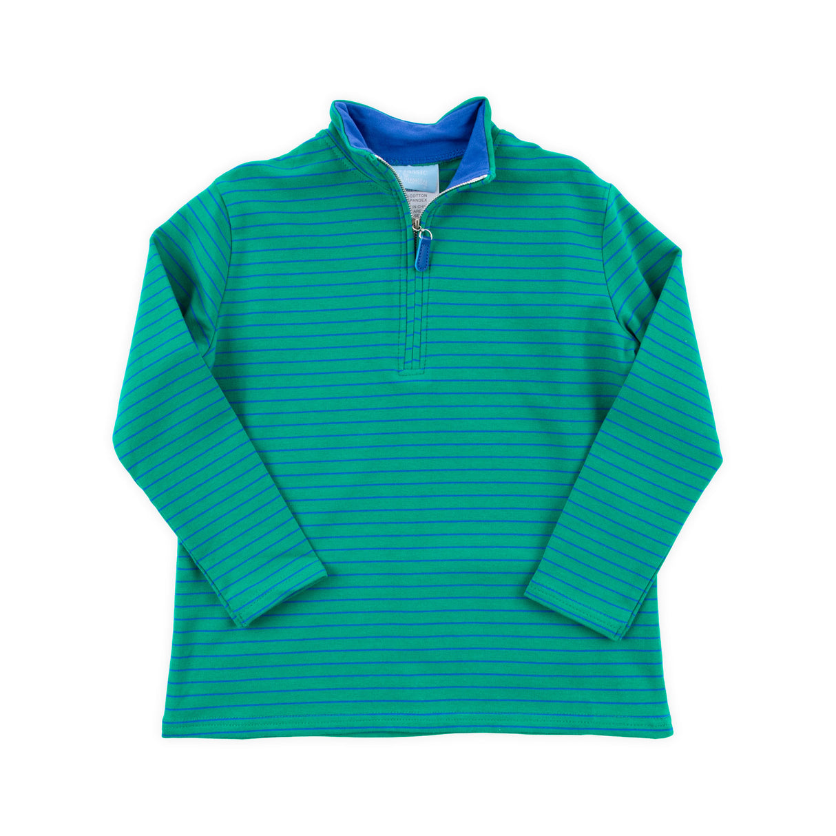 Green Stripe French Terry Half Zip Pullover