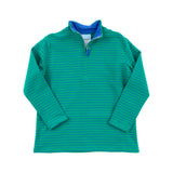 Green Stripe French Terry Half Zip Pullover