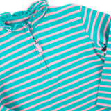 Turquoise & Pink Stripe French Terry Half Zip Pullover
