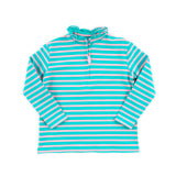 Turquoise & Pink Stripe French Terry Half Zip Pullover