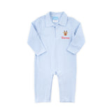 Reindeer Light Blue Stripe Polo Romper