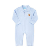 Reindeer Light Blue Stripe Polo Romper