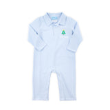 Christmas Tree Light Blue Stripe Polo Romper