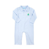 Christmas Tree Light Blue Stripe Polo Romper