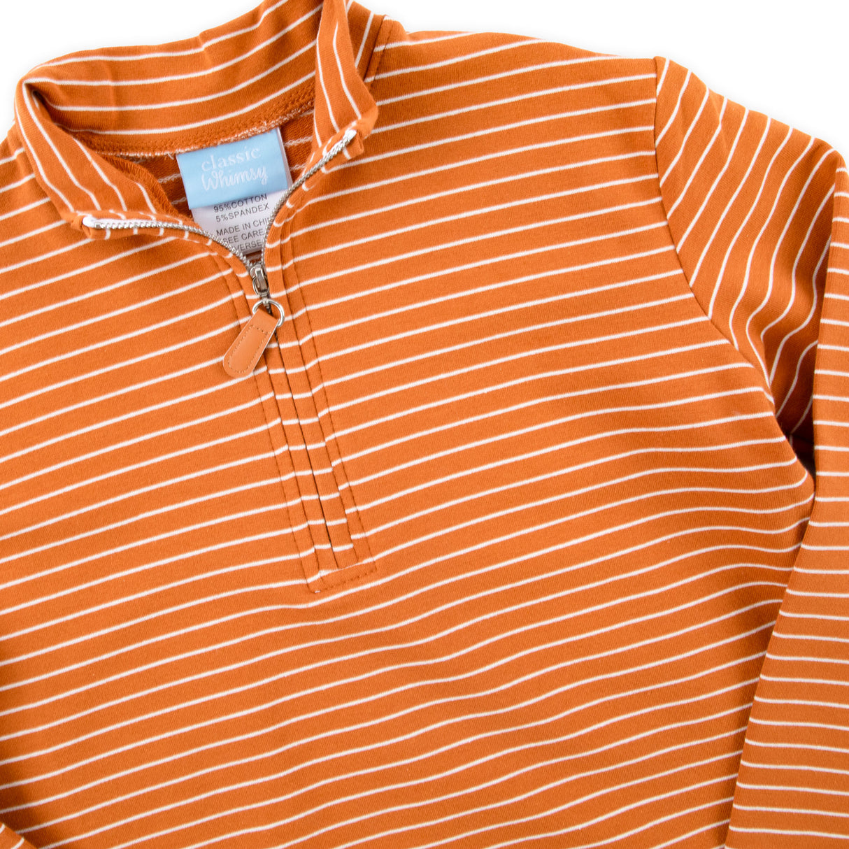 Burnt Orange Stripe French Terry Half Zip Pullover