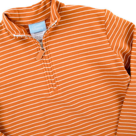 Burnt Orange Stripe French Terry Half Zip Pullover
