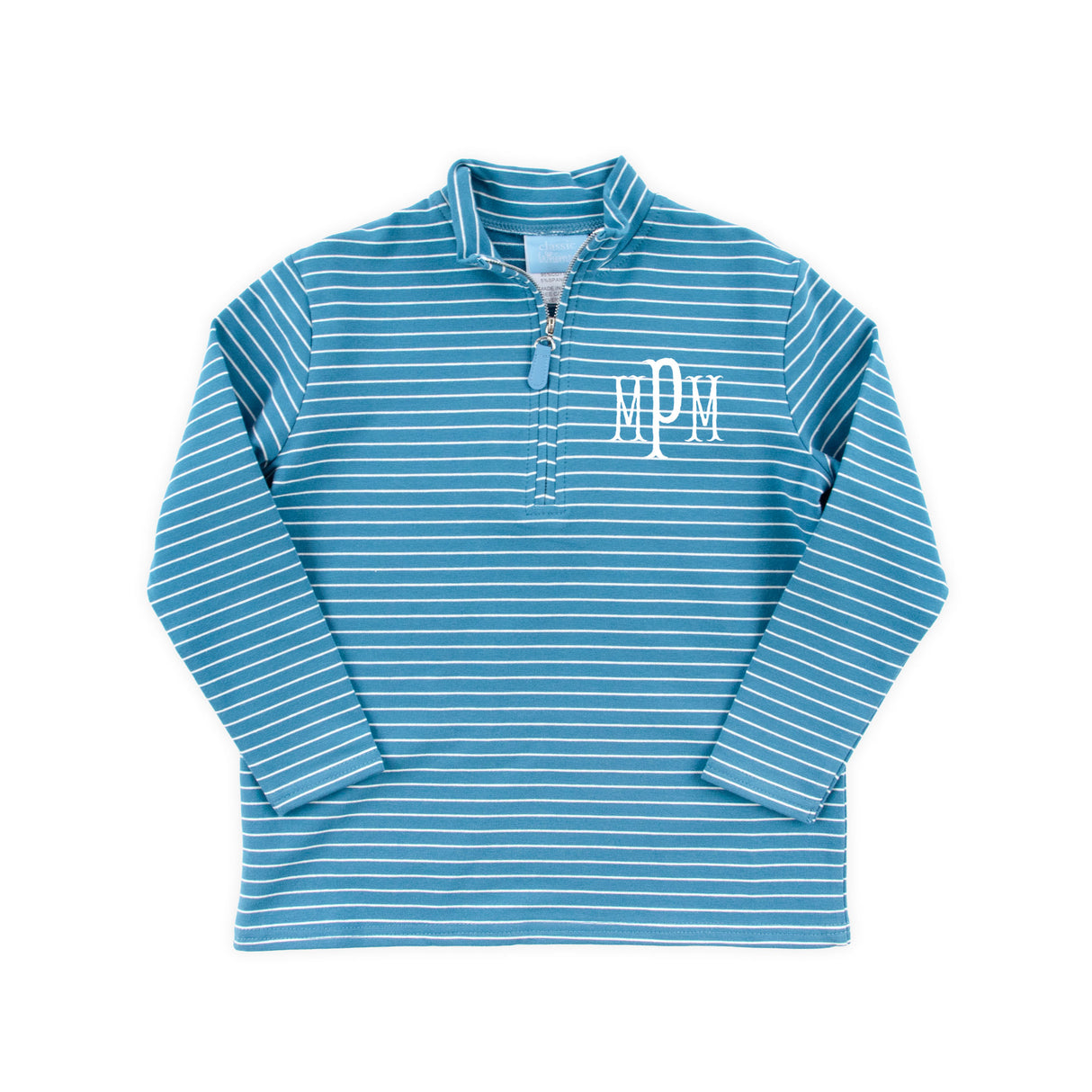 Blue Stripe French Terry Half Zip Pullover