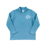 Blue Stripe French Terry Half Zip Pullover