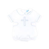 Cross Embroidered White Collared Bubble