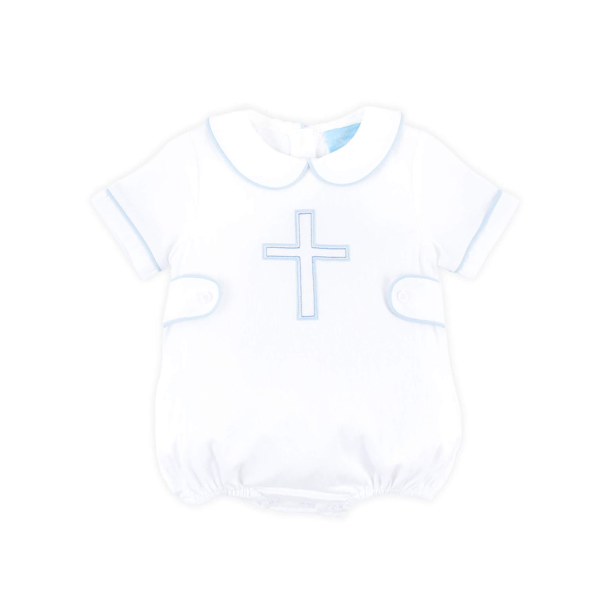 Cross Embroidered White Collared Bubble