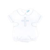 Cross Embroidered White Collared Bubble