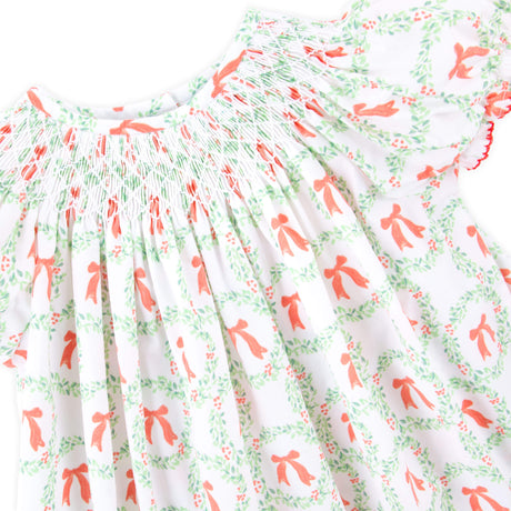 Bow Wreath Smocked Bishop Dress