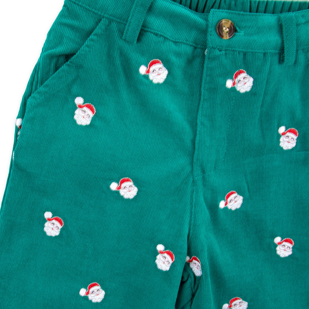 Happy Santa Green Corduroy Schiffli Standard Pants
