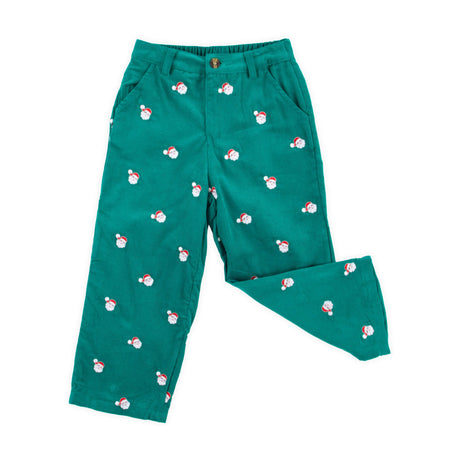 Happy Santa Green Corduroy Schiffli Standard Pants