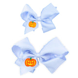 Jack O' Lantern Blue Moonstitch Hair Bow