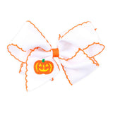 Jack O' Lantern White Moonstitch Hair Bow