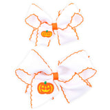 Jack O' Lantern White Moonstitch Hair Bow