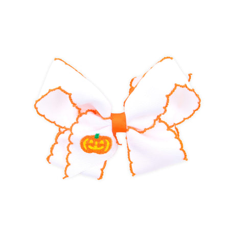 Jack O' Lantern White Moonstitch Hair Bow