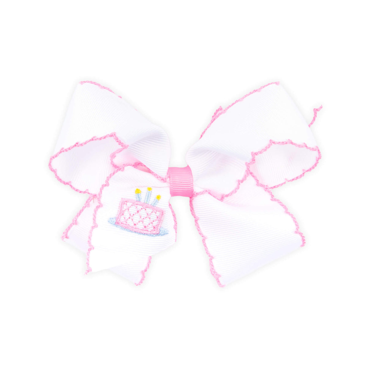 Cake Embroidered Moonstitch Hair Bow