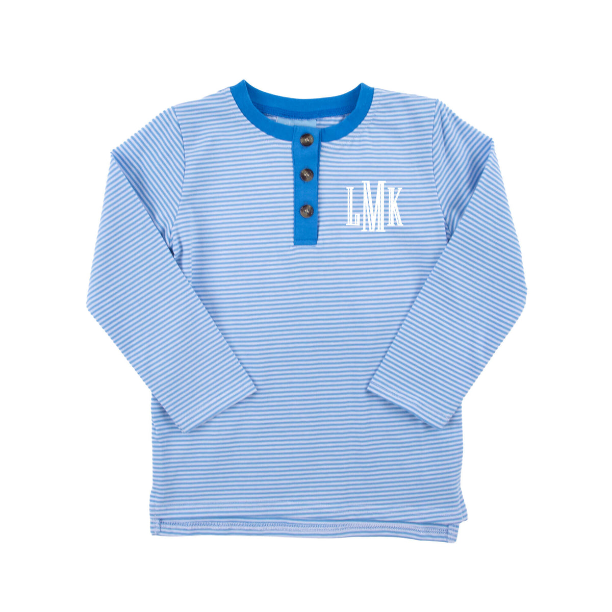 Blue Stripe Henley Long Sleeve Shirt
