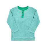 Green Stripe Henley Long Sleeve Shirt