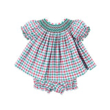 Christmas Eve Plaid Smocked Bishop Bloomer Set