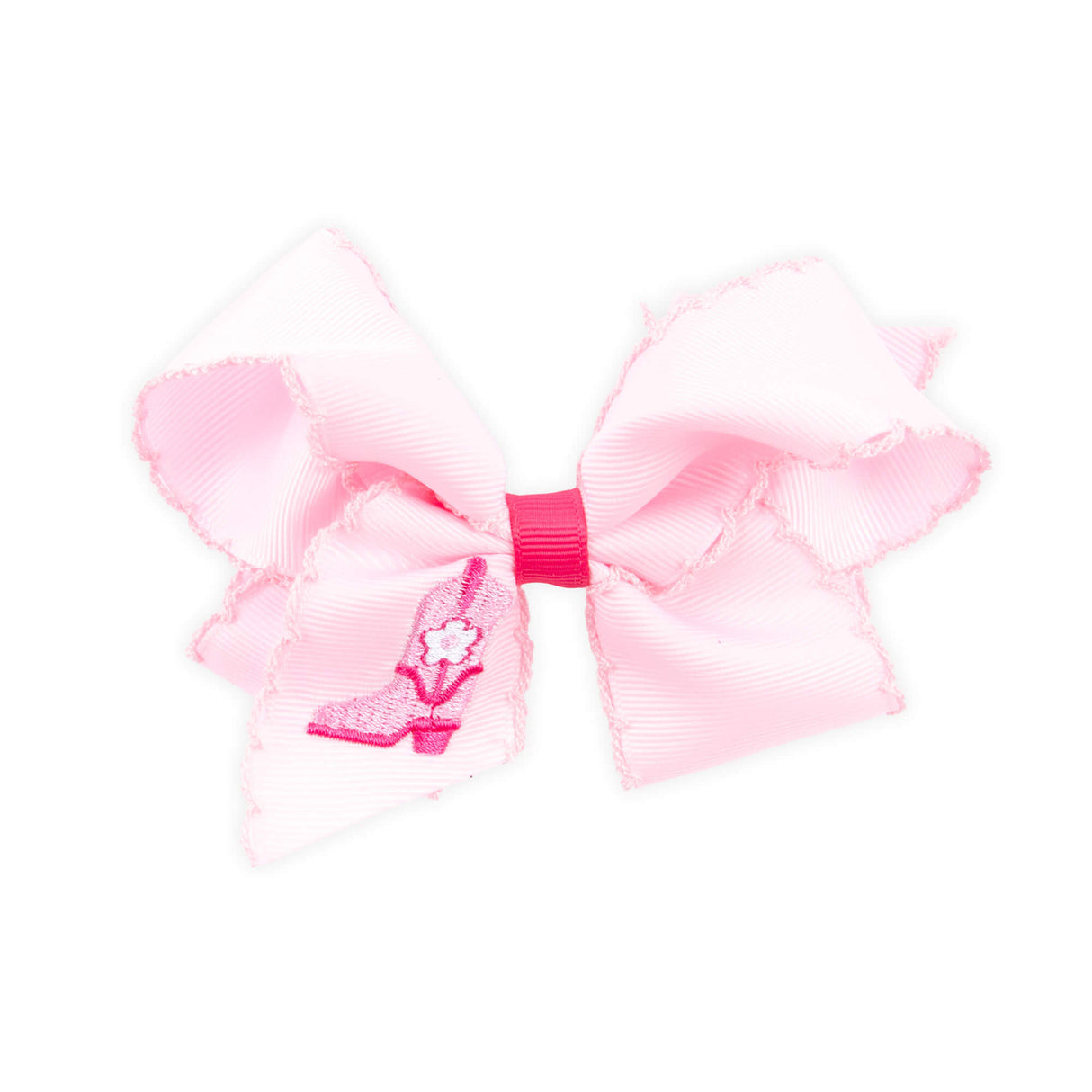 Cowgirl Boot Embroidered Moonstitch Hair Bow