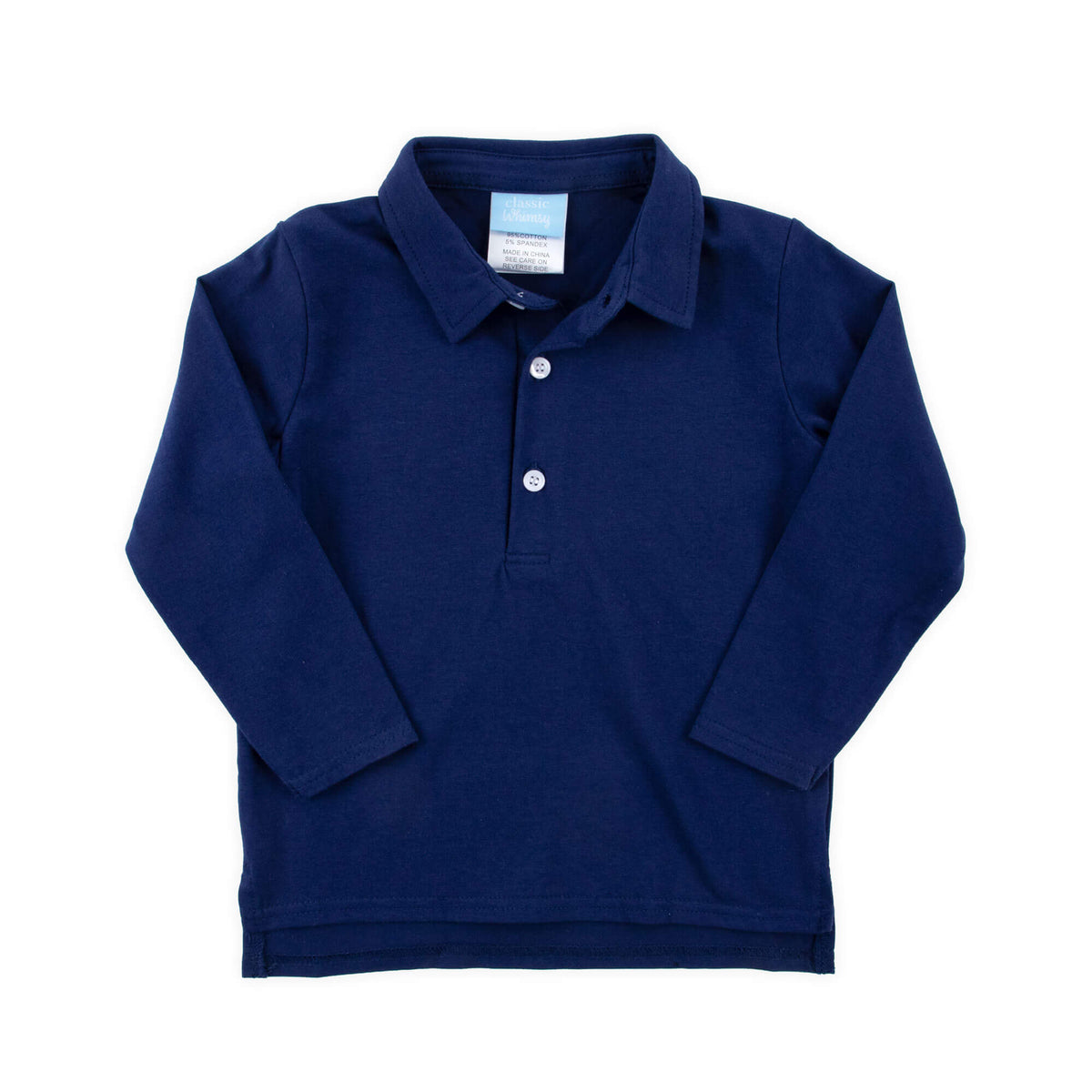 Solid Navy Long Sleeve Polo