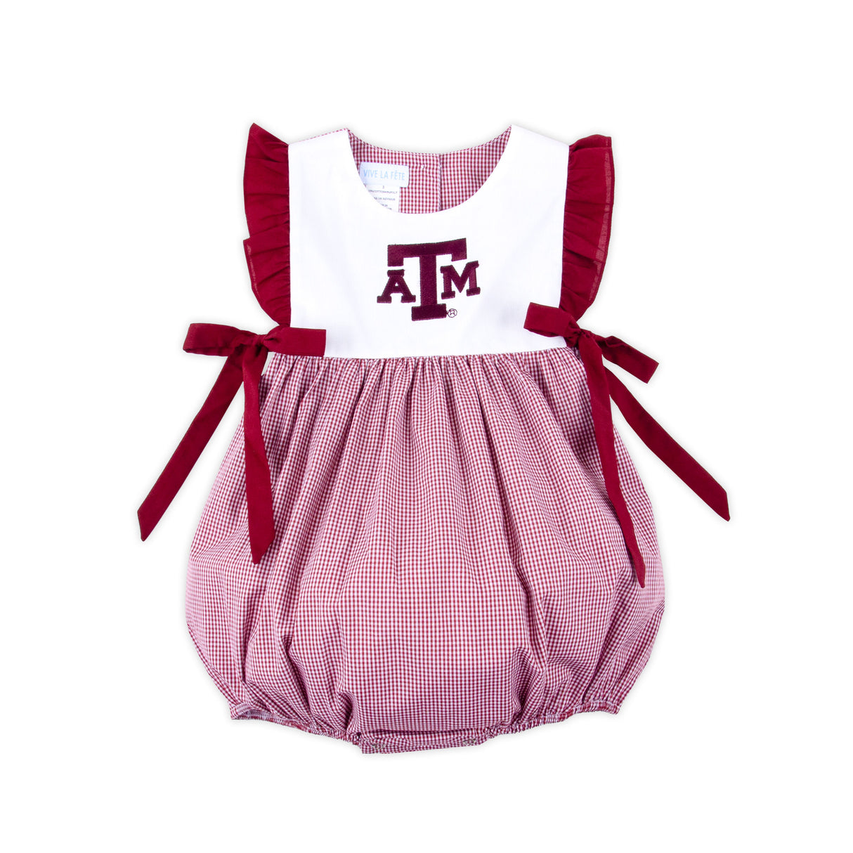 Texas A&M Embroidered Maroon Gingham Bubble