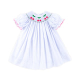 Cherry White Dot Smocked Bishop Dress