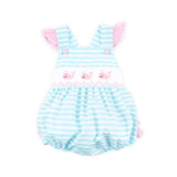 Pacific Whale Mint Stripe Smocked Leah Bubble