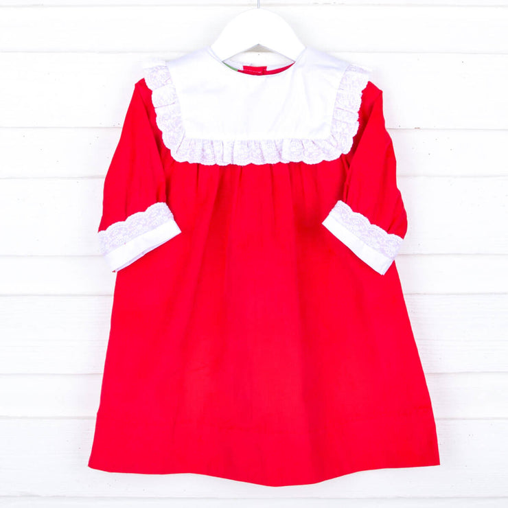 Red Corduroy Hattie Dress