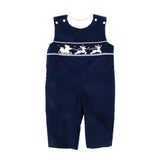 Santa Sleigh Smocked Longall Navy Corduroy