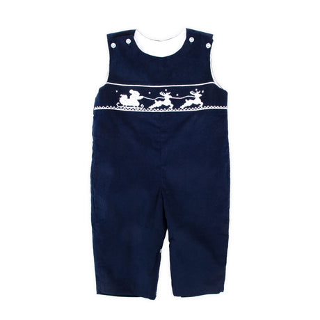 Santa Sleigh Smocked Longall Navy Corduroy