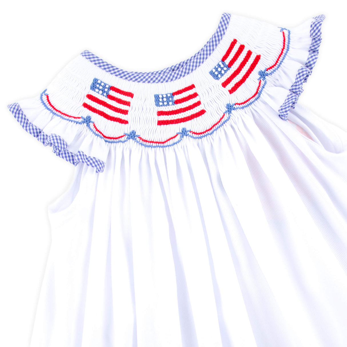 Flag Smocked White Pique Short Set