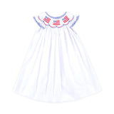 Flag Smocked White Pique Dress