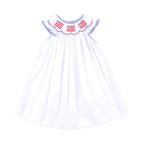 Flag Smocked White Pique Dress