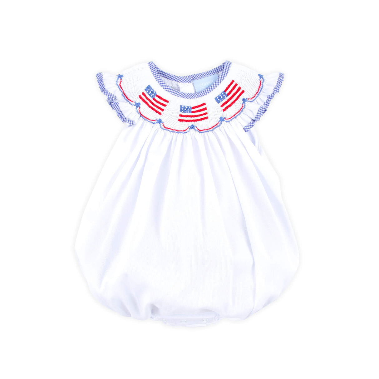 Flag Smocked White Pique Bubble