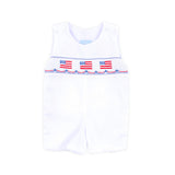 Flag Smocked White Pique Jon Jon