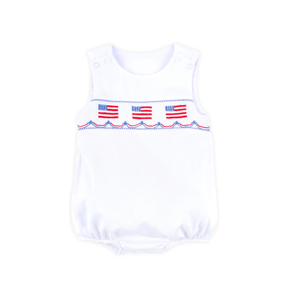Flag Smocked White Pique Sun Bubble