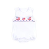 Flag Smocked White Pique Sun Bubble