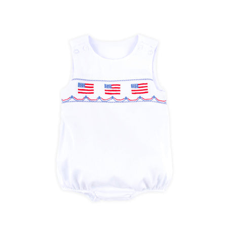 Flag Smocked White Pique Sun Bubble