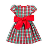 Red & Green Plaid Sash Dress