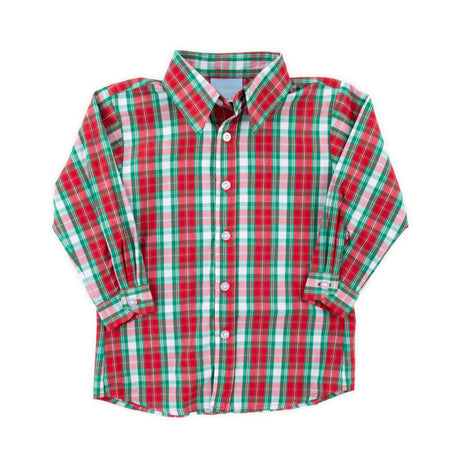 Red & Green Plaid Button Down Shirt